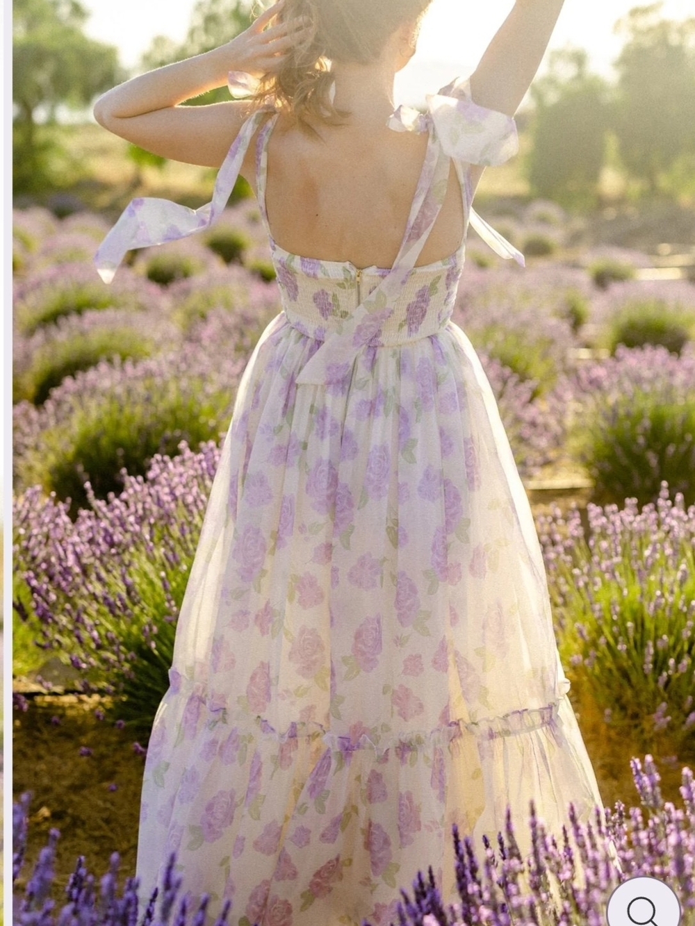 Lavender Floral Tie-Shoulder Maxi Dress - Picture 2 of 6